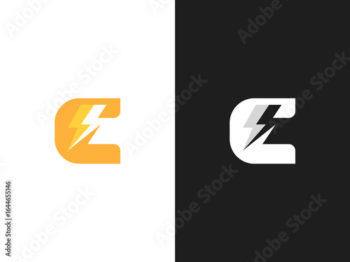 Modern style logo with letter E and lightning shape