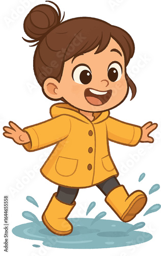 Girl Wearing Yellow Rain Coat