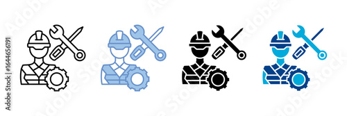 Engineer Icon Set Multiple Style Collection