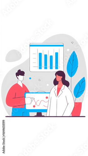 Endocrinologist Analyzing Hormone Levels Vector Illustration