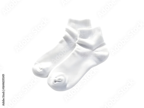 air of rolled-up white ankle socks, clean and simple design, isolated on white background