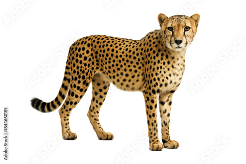 Fototapeta Graceful cheetah standing and looking directly at the camera, showcasing its sle