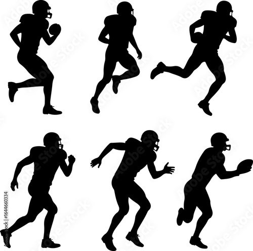 Silhouettes of American Football Players in Action"