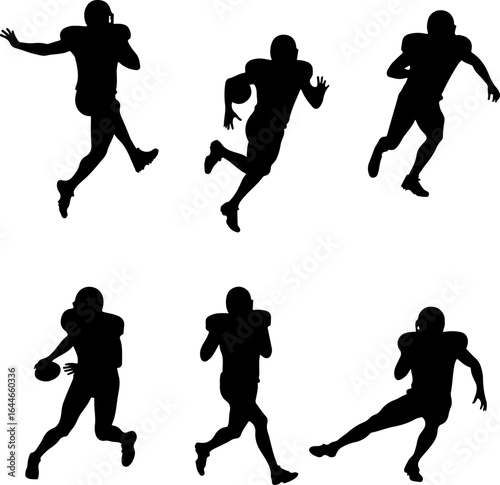 Silhouettes of American Football Players in Action"