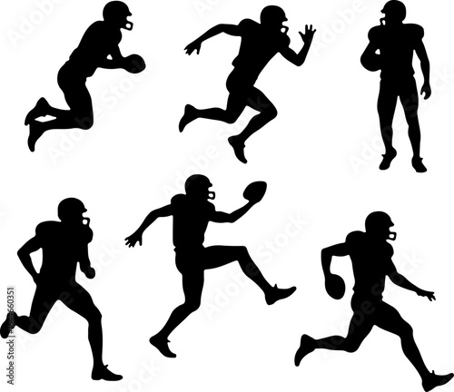 Silhouettes of American Football Players in Action"