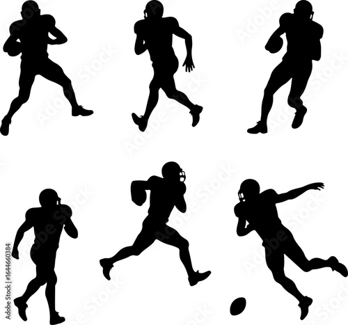 American Football Player Silhouettes Vector Bundle