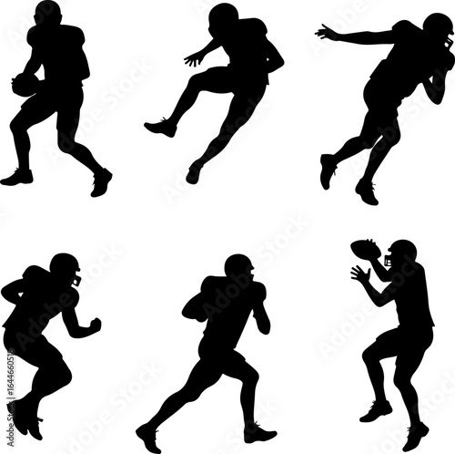 American Football Player Silhouettes Vector Bundle