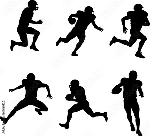 Silhouettes of American Football Players in Action"