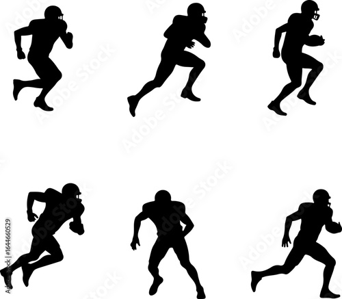 American Football Player Silhouettes Vector Bundle