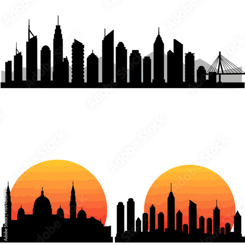 City Skyline Silhouette Illustrations