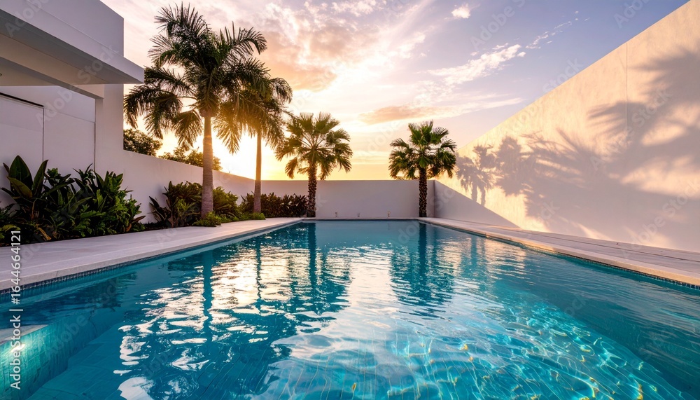 Fototapeta premium swimming pool at luxury hotel, afternoon