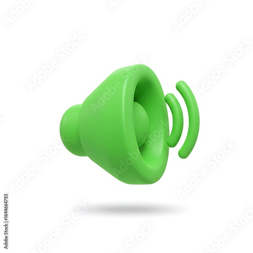 Green 3D speaker icon with sound waves
