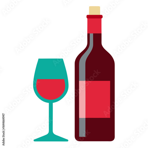 Bottle of red wine and glass isolated on white background on white background 