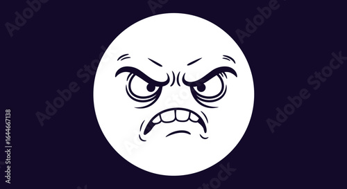 Angry Cartoon Face with Gritted Teeth and Eyebrows.