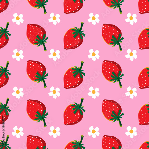 hand drawn seamless patttern with strawberry 