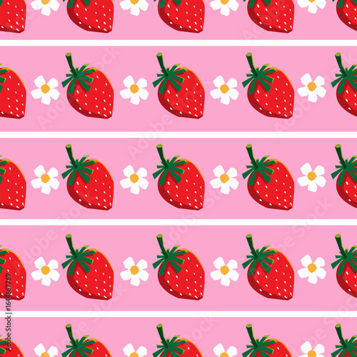 hand drawn seamless patttern with strawberry 