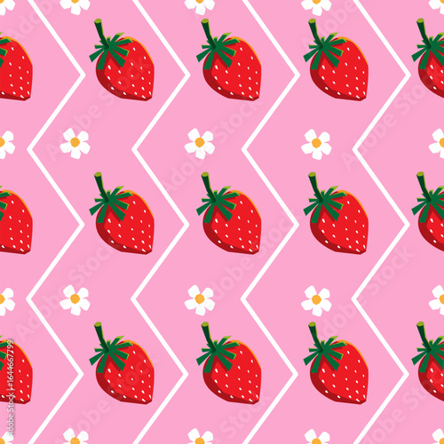 hand drawn seamless patttern with strawberry 