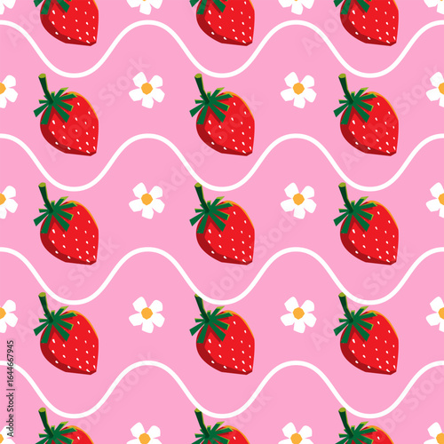 hand drawn seamless patttern with strawberry 