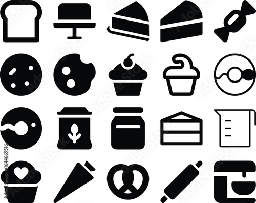Bakery and Sweets Icon Set, Vector Illustration