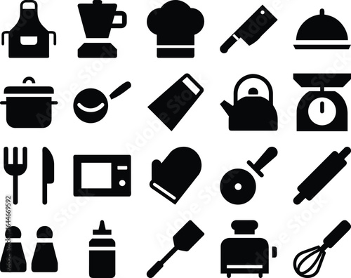 Kitchen and Cooking Icon Set, Vector Illustration