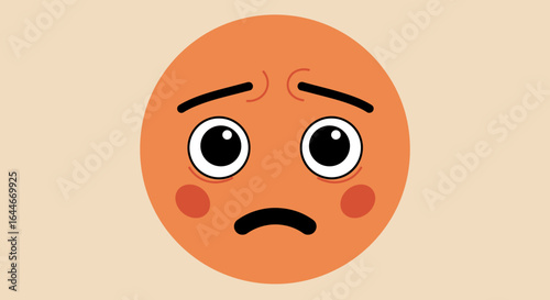 Orange Circle Emoji with Sad and Worried Expression.