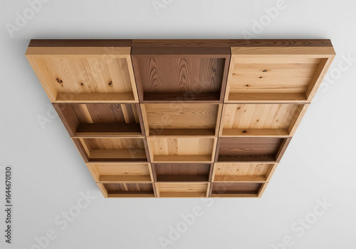 Wooden Ceiling Panels with Square Compartments for Interior Design and Modern Architecture