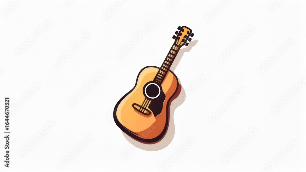 Fototapeta premium Cartoon acoustic guitar