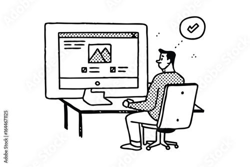 Man using laptop and tablet for online shopping and data entry