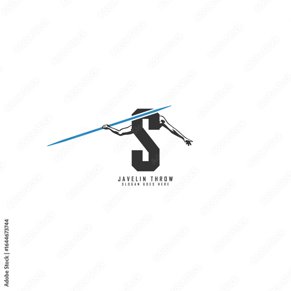 Obraz premium Letter S Athlete logo. Alphabet S Javelin Throw Design Icon