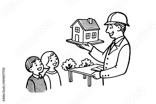 Family balancing house on scales of justice concept illustration