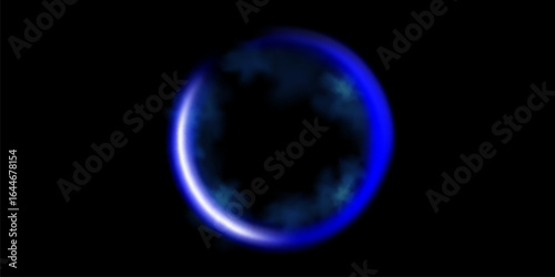 Abstract light neon background. luminous circle. Luminous spiral cover. Wake wave, fire path trail line and swirl effect curve. Food isolated. space tunnel. Ellipse shimmery color. Blue shiny glitter.