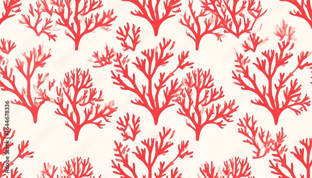 Stylized coral formations pattern on cream background capturing oceanic essence beautifully Stylized coral formations pattern on cream background capturing oceanic essence beautifully