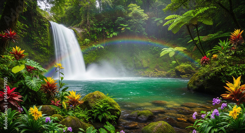 waterfall in rainbow