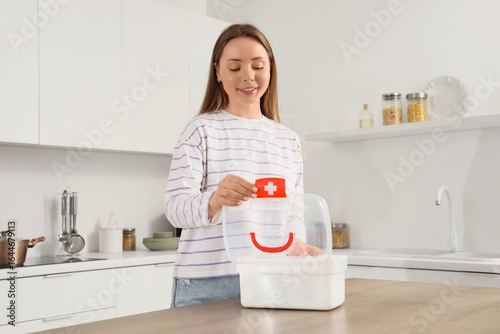 Young woman with open first...