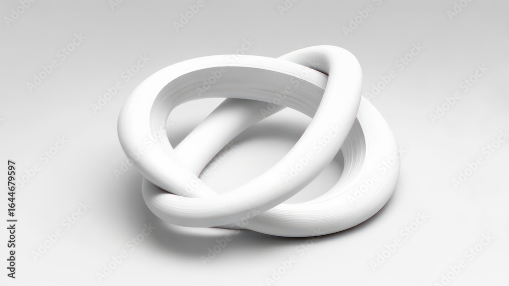 Fototapeta premium Abstract, white, knotted rings