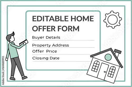 Editable home offer form illustration for real estate transactions and property purchases
