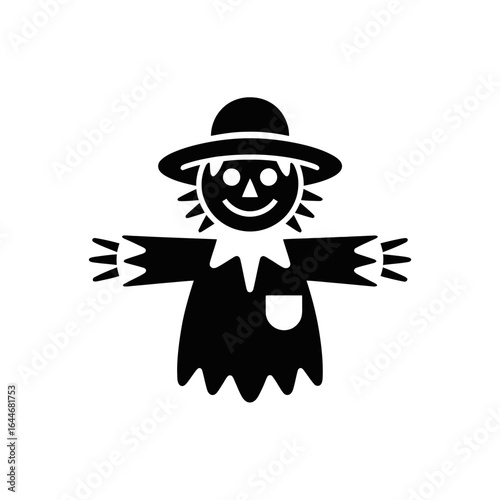 Black and white scarecrow icon isolated on white background
