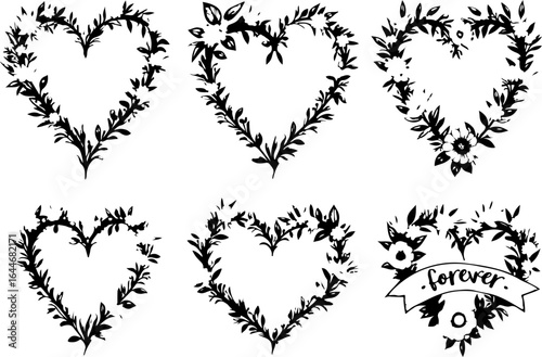 Floral Heart Wreaths – Hand-Drawn Love and Nature Vector Set