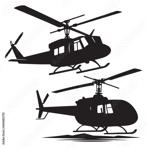A black silhouette of a Helicopter vector