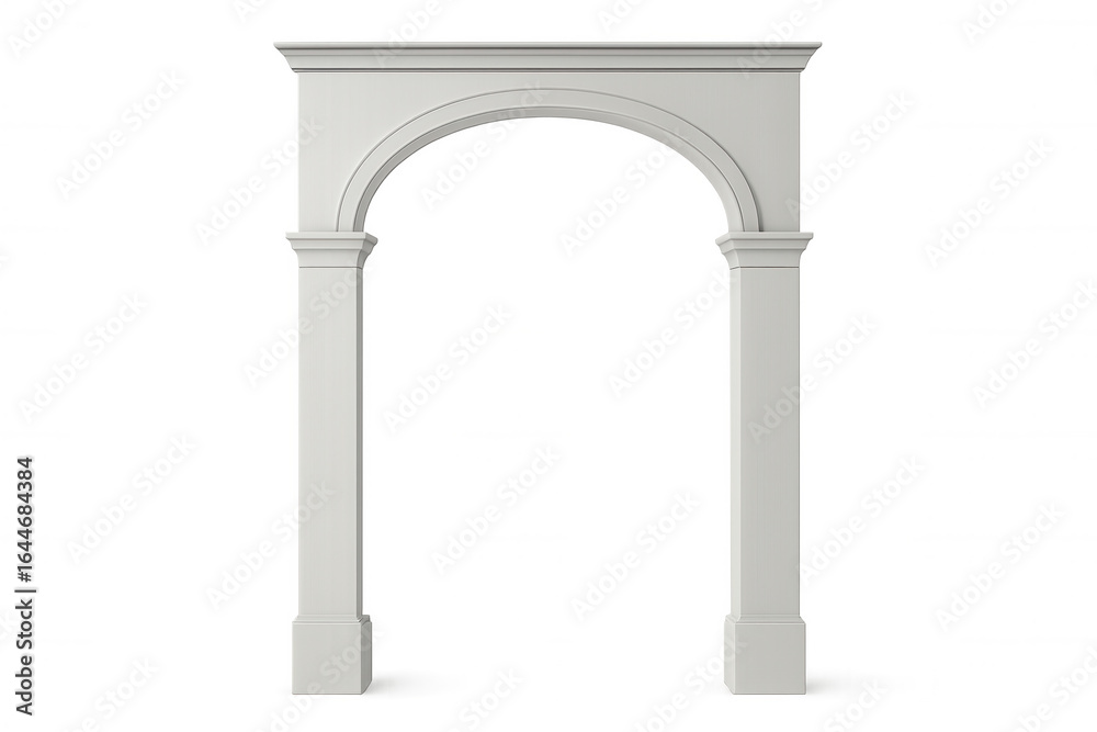 Fototapeta premium Timeless white arch on clear background, ideal for architectural visualization and flexible design projects