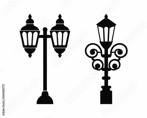 street lamp vector silhouette illustration isolated on white background