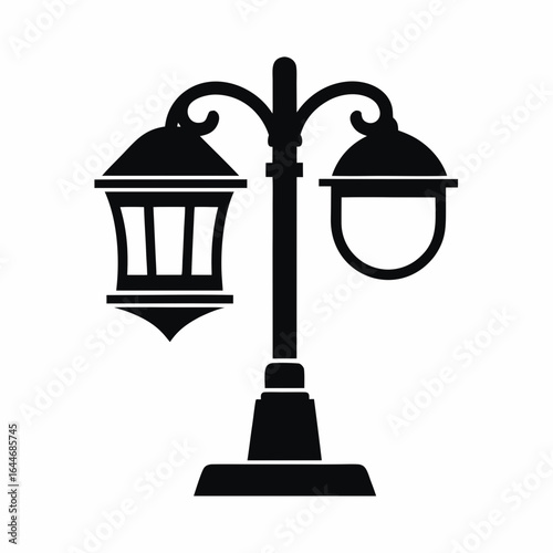 street lamp vector silhouette illustration isolated on white background