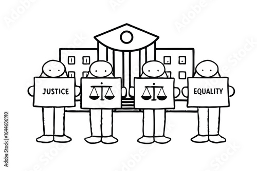 Protestors holding signs advocating for social justice and equality