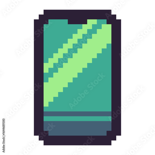 Green Tone Smartphone, Pixel Art icon, Isolated