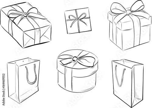 Set with gift boxes vector illustration