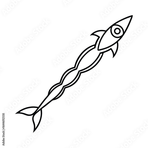 elegant vector outline of a neon barb smooth con.eps