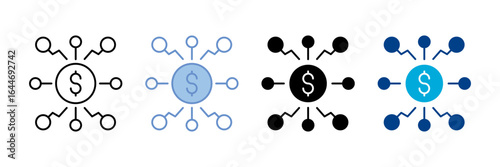 Banking Network  Icon Set Multiple Style Collection
