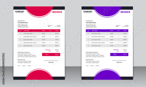 Bold Red and White Business Invoice Template – Professional Modern Design