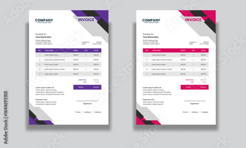  Elegant Purple and White Invoice Template – Minimal Corporate Design