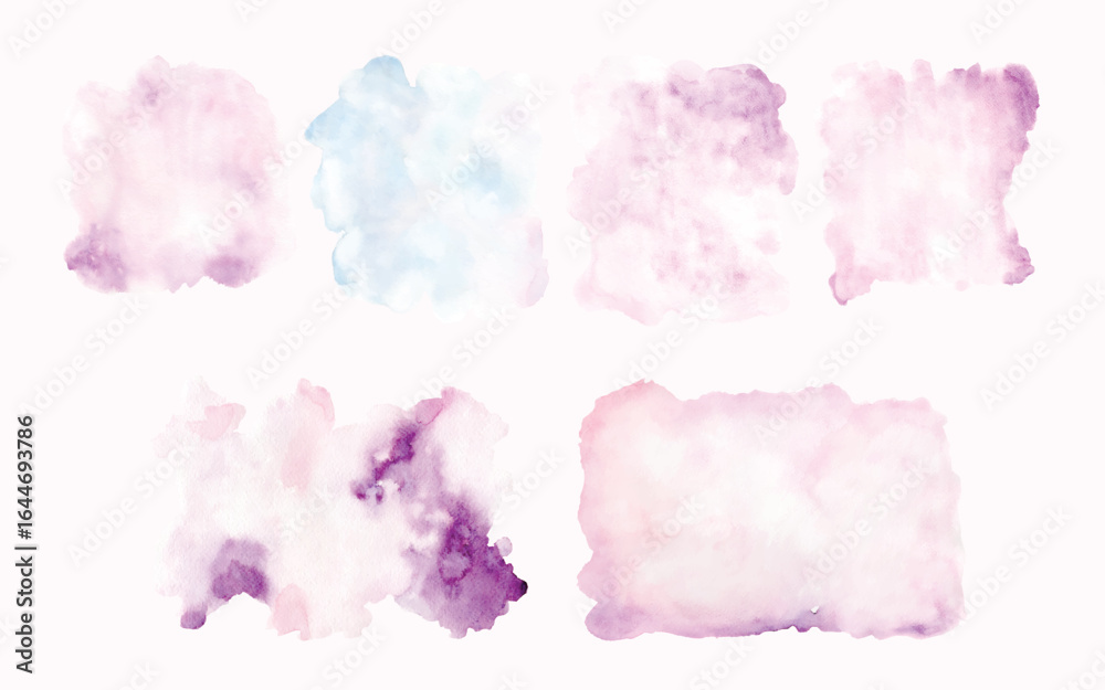Fototapeta premium Set of Soft-Tone Watercolor Stains Hand-painted